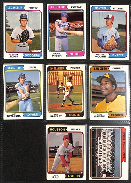 Lot of (200+) 1974 Topps Baseball Cards w. Hank Aaron & Dave Winfield Rookie Card