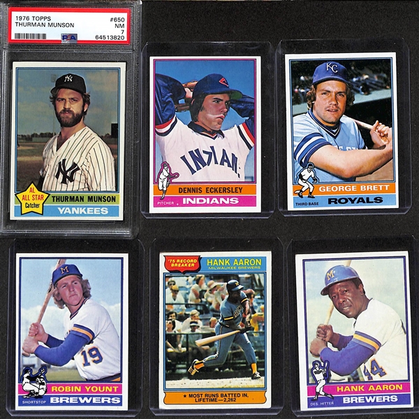 1976 Topps Baseball Near Complete Set - 659 of 660 Cards - w. Thurman Munson PSA 7