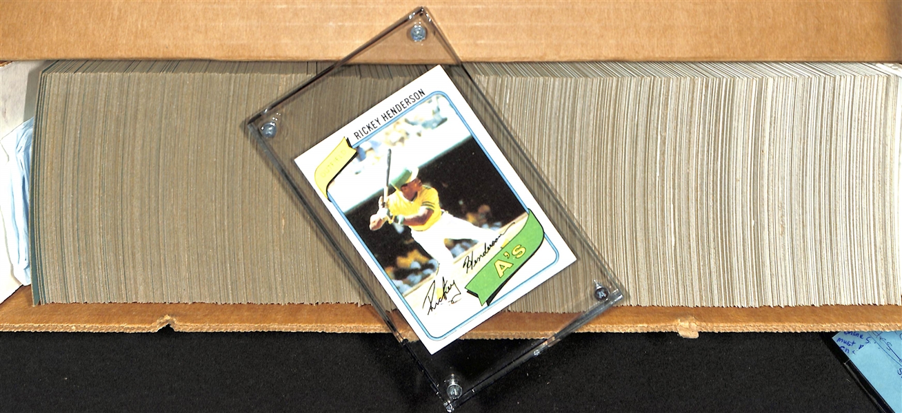 1980 Topps Baseball Near Complete Set - 725 of 726 Cards - w. Rickey Henderson Rookie