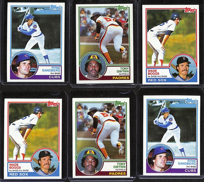 Lot of (2) 1983 Topps Baseball Complete Sets w. Rookies of Sandberg, Boggs & Gwynn