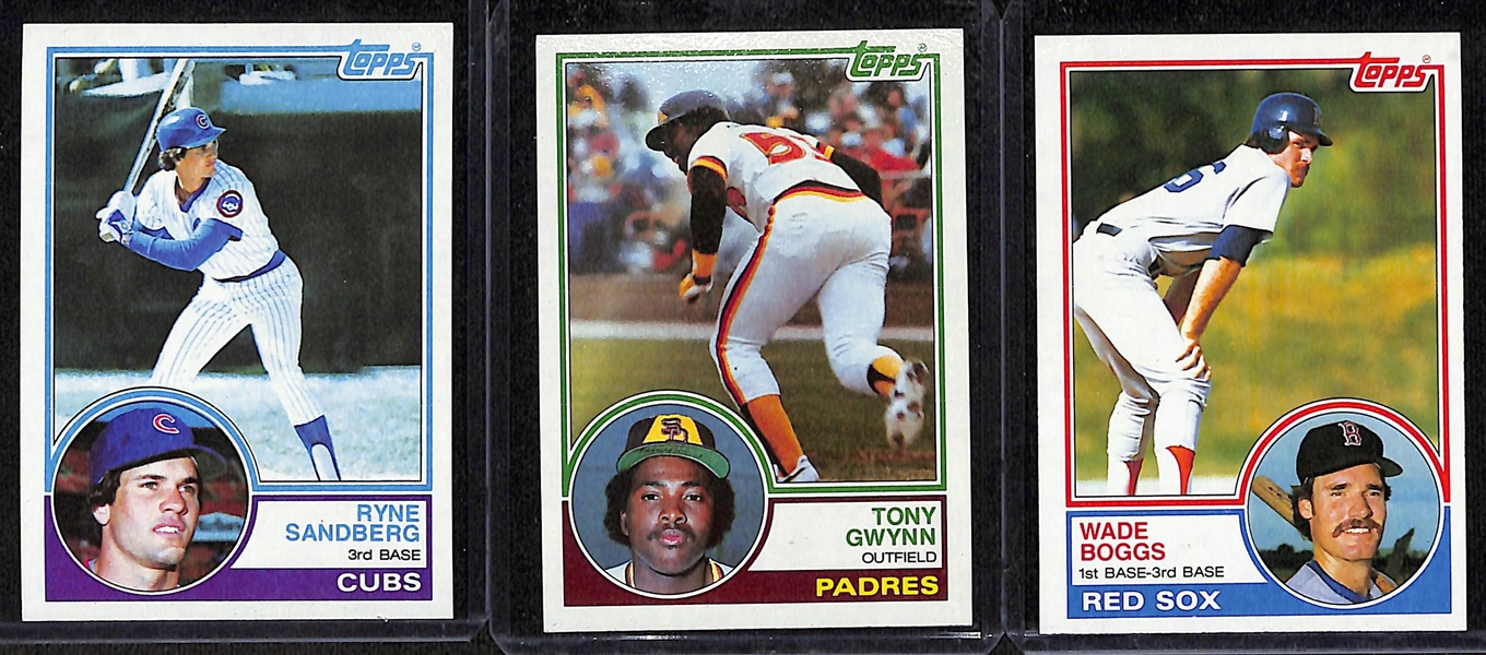 Lot of (2) 1983 Topps Baseball Complete Sets w. Rookies of Sandberg, Boggs & Gwynn