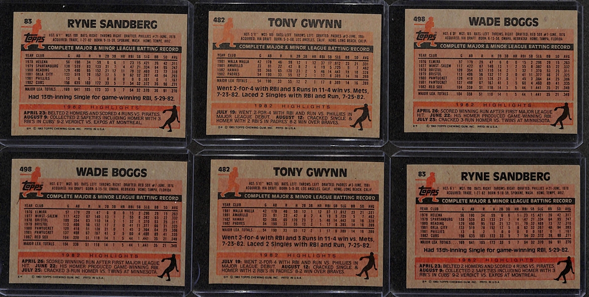 Lot of (2) 1983 Topps Baseball Complete Sets w. Rookies of Sandberg, Boggs & Gwynn