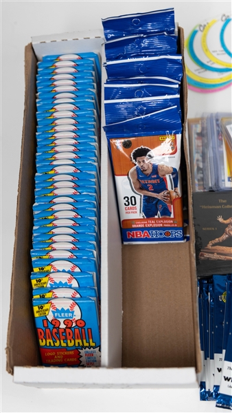 Lot of (22) Topps 1970-71 Super Cards w. 1970 Phil Niekro, (60) Assorted 1976 Isaly's Discs w. Hank Aaron, & Other Sports Cards/Unopened Packs 