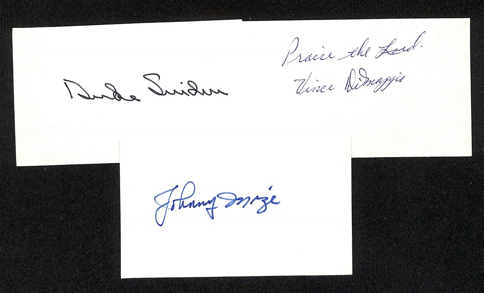 Lot of (180+) Mostly Baseball Signed Index Cards w. Duke Snider, Vince DiMaggio, Johnny Mize, + (JSA Auction Letter)