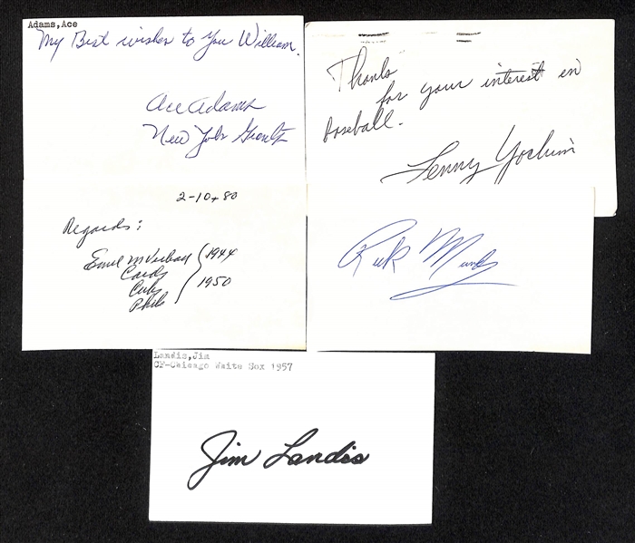 Lot of (180+) Mostly Baseball Signed Index Cards w. Duke Snider, Vince DiMaggio, Johnny Mize, + (JSA Auction Letter)