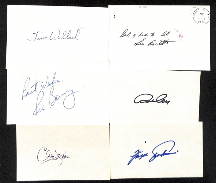 Lot of (140+) Mostly Baseball Signed Index Cards w. Buck Leonard, Johnny Mize, Bernie Williams + (JSA Auction Letter)