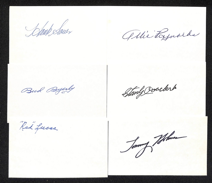 Lot of (140+) Mostly Baseball Signed Index Cards w. Buck Leonard, Johnny Mize, Bernie Williams + (JSA Auction Letter)