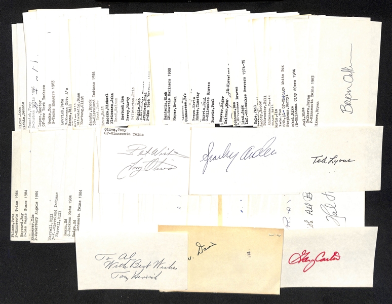 Lot of (150+) Mostly Baseball Signed Index Cards w. Tony Oliva, Sparky Anderson, Ted Lyons, + (JSA Auction Letter)