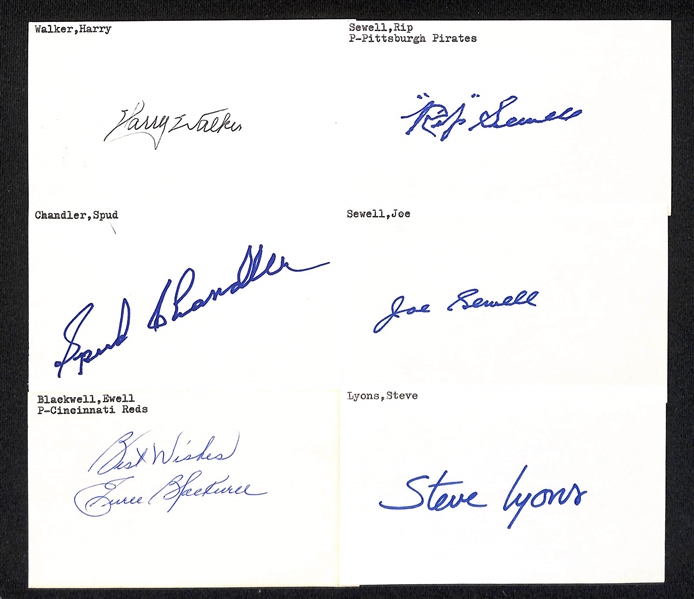 Lot of (120+) Mostly Baseball Signed Index Cards w. Stan Musial, George Kelly, Gary Carter, + (JSA Auction Letter)