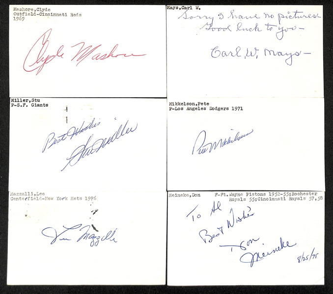 Lot of (175+) Mostly Signed Baseball Index Cards w. Casey Stengel, Eddie Mathews, James Cool Papa Bell, + (JSA Auction Letter)