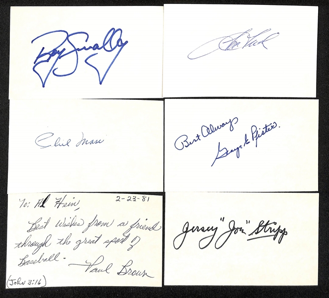 Lot of (175+) Mostly Signed Baseball Index Cards w. Casey Stengel, Eddie Mathews, James Cool Papa Bell, + (JSA Auction Letter)