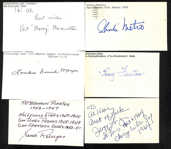 Lot of (175+) Mostly Signed Baseball Index Cards w. Casey Stengel, Eddie Mathews, James Cool Papa Bell, + (JSA Auction Letter)