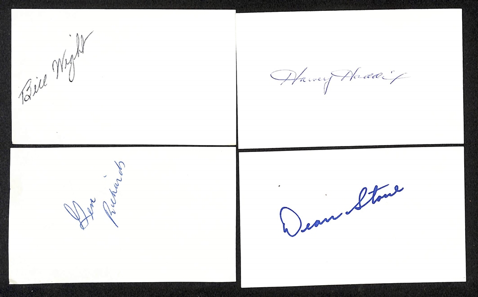 Lot of (190+) Mostly Baseball Signed Index Cards w. Dom DiMaggio, Wade Boggs, & Bill Terry (+JSA Auction Letter)