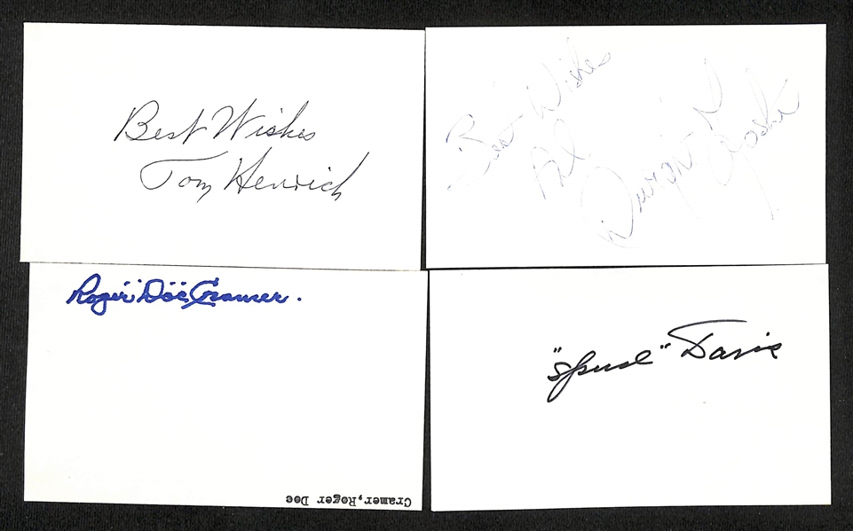 Lot of (190+) Mostly Baseball Signed Index Cards w. Dom DiMaggio, Wade Boggs, & Bill Terry (+JSA Auction Letter)