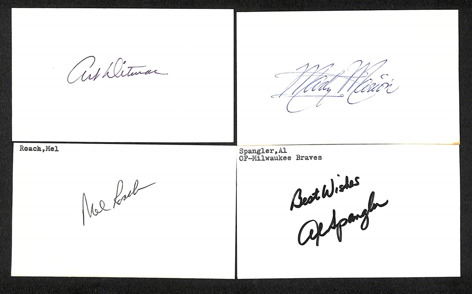 Lot of (190+) Mostly Baseball Signed Index Cards w. Dom DiMaggio, Wade Boggs, & Bill Terry (+JSA Auction Letter)