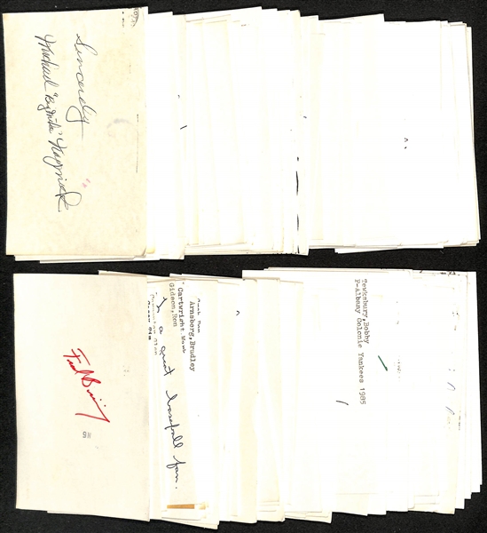 Lot of (175+) Mostly Baseball Signed Index Cards w. Carl Hubbell, Larry Doby, Johnny Mize, + (JSA Auction Letter)