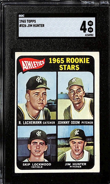HOFer Graded Topps Rookie Card Lot - 1975 George Brett (SGC 4), 1965 Jim Catfish Hunter (SGC 4), 1966 Jim Palmer (SGC 3) 