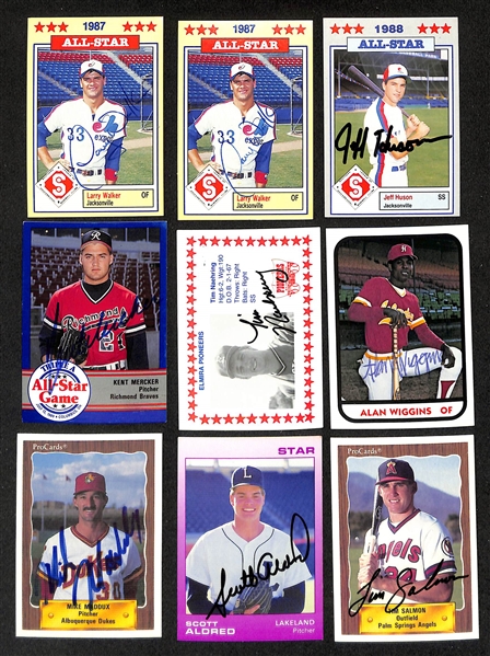 Lot of (450+) Signed Minor League Baseball Cards w. Larry Walker, Jeff Huson, Tim Naehring,  Kent Mercker, Alan Wiggins and more + (JSA Auction Letter)