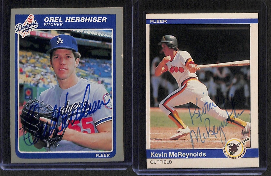 (9) Signed Baseball Rookie Cards w. 1984 Donruss Joe Carter, 1993 Fleer Pro Cards Jorge Posada, 1992 Classic Best Andy Pettitte, 1984 Fleer Juan Samuel, Kevin McReynolds, 1985 Orel Hershiser, 1986...