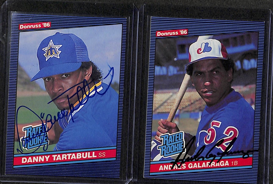 (9) Signed Baseball Rookie Cards w. 1984 Donruss Joe Carter, 1993 Fleer Pro Cards Jorge Posada, 1992 Classic Best Andy Pettitte, 1984 Fleer Juan Samuel, Kevin McReynolds, 1985 Orel Hershiser, 1986...