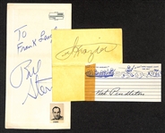 Sports Autographs - Bill Stern (Rare Baseball HOF Autograph - d. 1971), Joe Frazier (Boxing HOF), Nat Pendleton (Actor/Wrestler - d. 1967, 1920 US Olympic Heavyweight Silver Medalist) (JSA Auction...