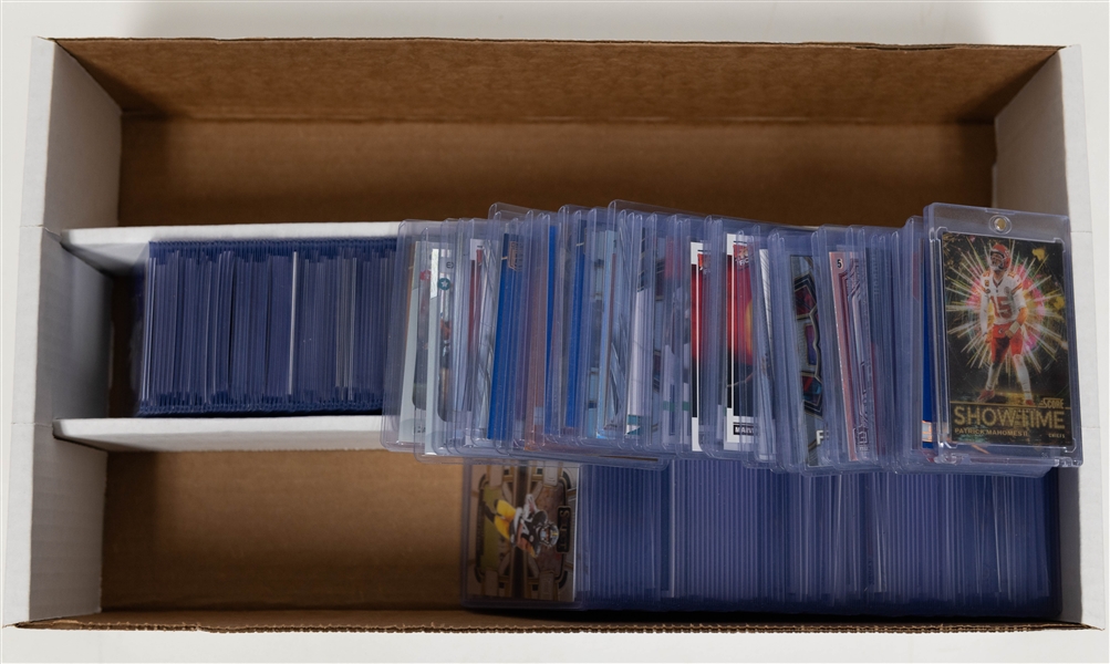 Lot of (250+) Football Cards inc. 2024 Score Patrick Mahomes Showtime (Case Hit), 2024 Elite Ladd McConkey Rookie Blue (#/99), 2024 Gold Standard Ja'Lynn Polk Rookie (#/10), +