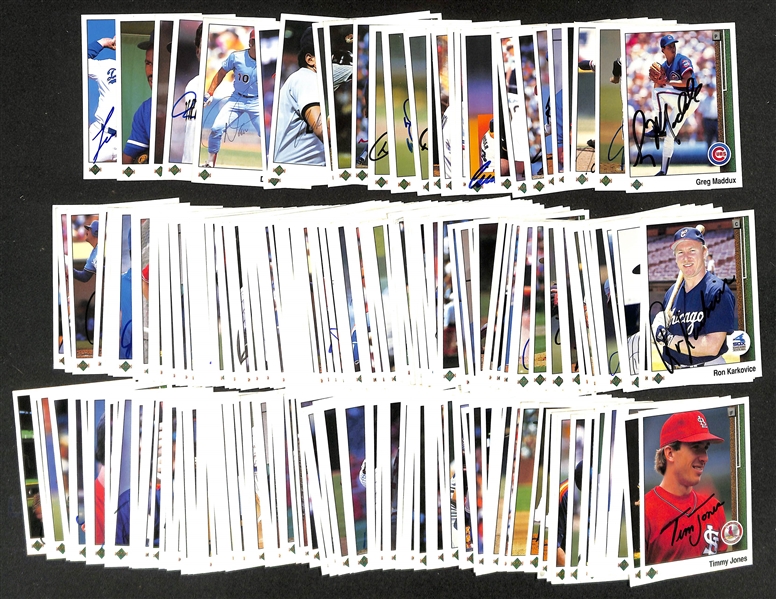 Lot of (175+) Signed 1989 Upper Deck Baseball Cards inc. Greg Maddux, John Smoltz, Tom Glavine, Craig Biggio, Gary Sheffield, + (JSA Auction Letter) 