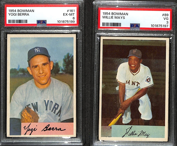 1954 Bowman Yogi Berra (#161) PSA 6 & Willie Mays (#89) PSA 3