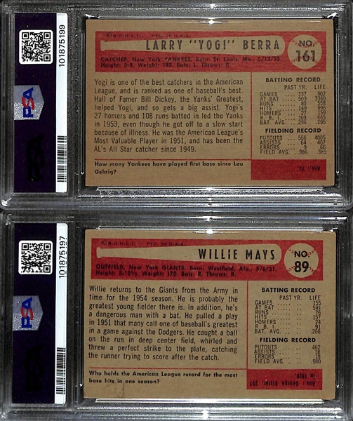 1954 Bowman Yogi Berra (#161) PSA 6 & Willie Mays (#89) PSA 3