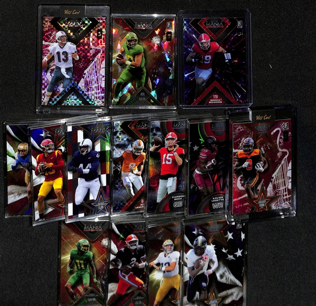 Lot of (14) 2024 Wild Card Auto Mania American Football Cards inc. Bo Nix RC #1/1, Brock Bowers RC #1/1, Dan Marino #1/1