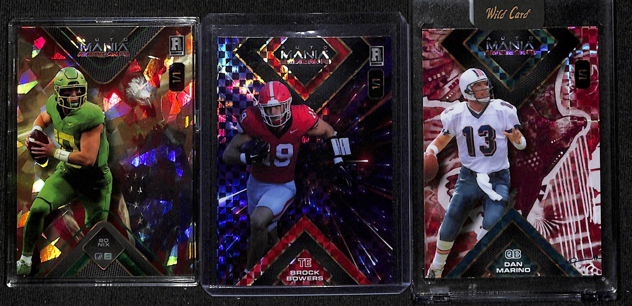 Lot of (14) 2024 Wild Card Auto Mania American Football Cards inc. Bo Nix RC #1/1, Brock Bowers RC #1/1, Dan Marino #1/1