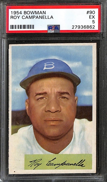 Graded Lot - 1954 Bowman Campanella (PSA 5) & Ashburn (PSA 5), 1955 Bowman Ashburn (SGC 3.5), 1963 Topps Ashburn (PSA 7), 1951 Bowman Staley (PSA 4)