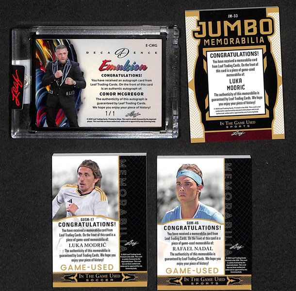 Lot of (4) 2024 Leaf Cards Including Conor McGregor Emulsion Autograph 1/1 + more
