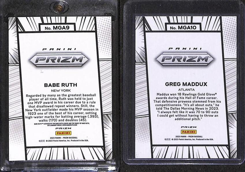Lot of (2) 2023 Prizm Baseball Manga Case Hit Insert Cards- Babe Ruth, Greg Maddux