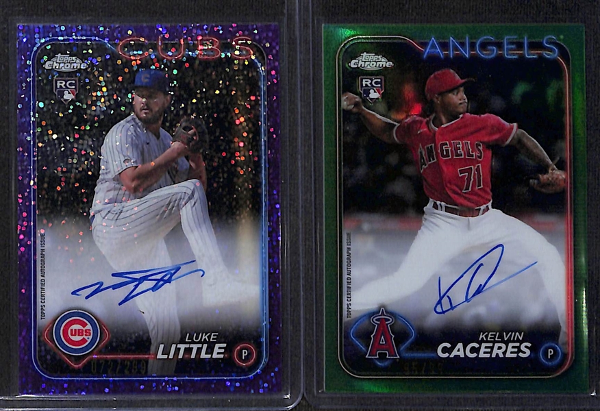 Lot of (6) 2024 Topps Chrome Rookie Autographs inc. Ceddanne Rafaela Gold Logofractor (#/50), Wilyer Abreu Gold Wave (#/50), +