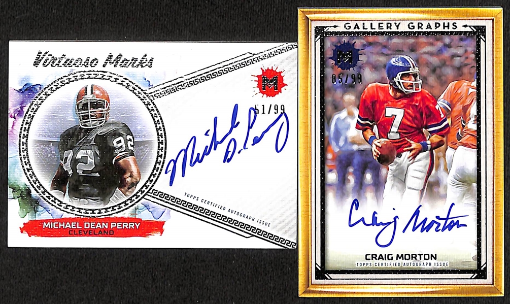 Lot of (8) 2024 Topps Motif Cards inc. CJ Stroud Rookie Autograph (#/99), Zach Thomas Autograph (#/5), Tony Mandarich Autograph (#/1), +