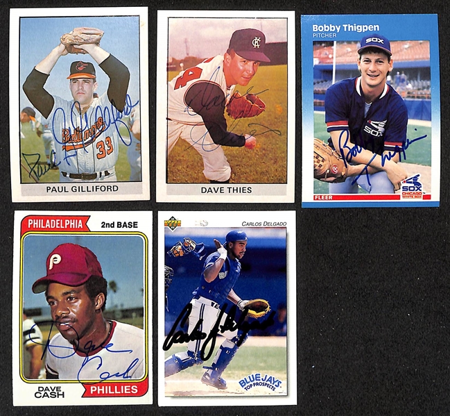 250+ Signed Baseball Cards w. Red Schoendienst, Babe Martin, Kirk Gibson, Al Widmar, (2) Del Crandall, (2) Marty Marion, Andres Galarraga, Cliff Lee, Shawon Dunston, + (JSA Auction Letter)