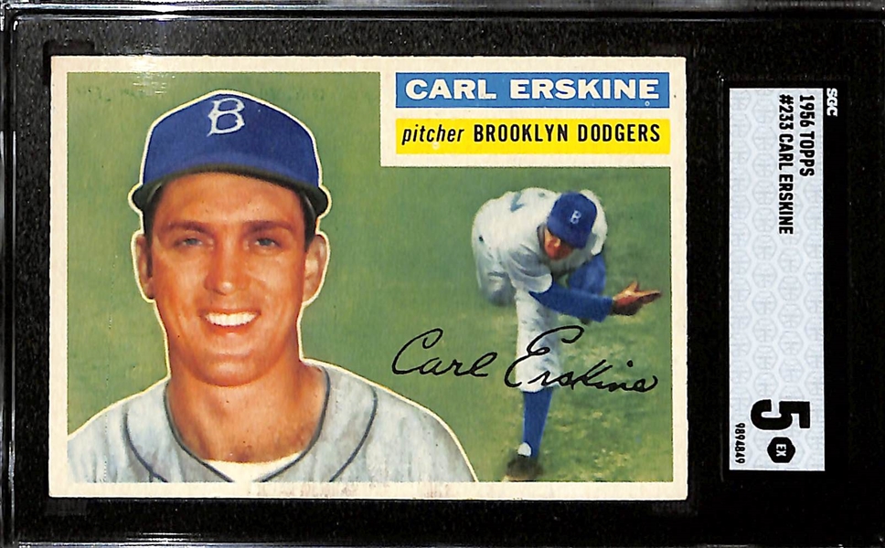(4) SGC Graded 1956 Topps Cards (Ernie Banks SGC 2.5, Carl Erskine SGC 5, Red Schoendienst SGC 3, Phil Rizzuto SGC 1)