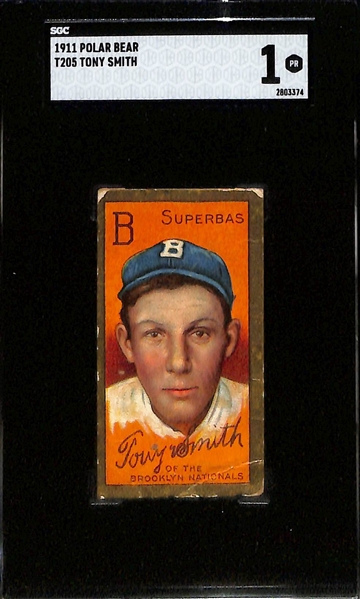 1911 T205 Lot of (3) Cards - Rebel Oakes (Hassan Cigarettes, SGC 1.5), Charles Hemphill (Piedmont, SGC 3), Tony Smith (Polar Bear, SGC 1)