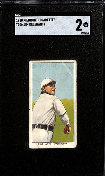 1910 T206 Lot of (2) Piedmont Cards - Jim Delehanty (SGC 2) & Frank Delehanty (SGC 3)