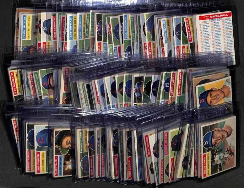 Over 120 Different 1956 Topps Baseball Cards - Includes Semi-Stars, Rookies, & Checklist (Mostly GD-EX Condition)