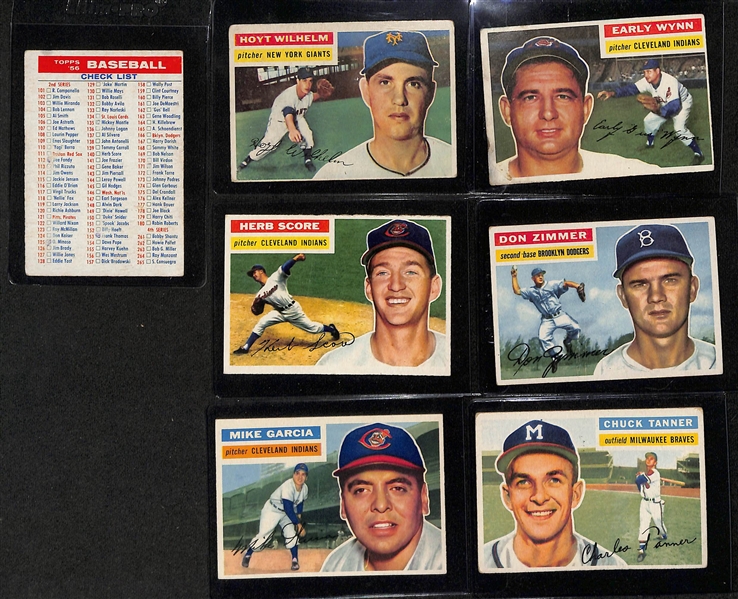 Over 120 Different 1956 Topps Baseball Cards - Includes Semi-Stars, Rookies, & Checklist (Mostly GD-EX Condition)