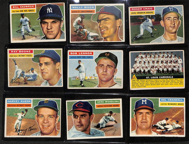 Over 120 Different 1956 Topps Baseball Cards - Includes Semi-Stars, Rookies, & Checklist (Mostly GD-EX Condition)