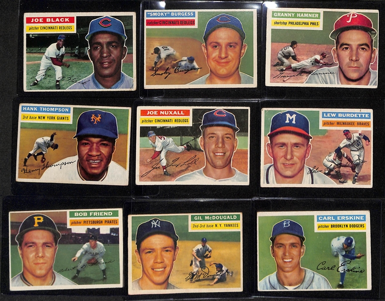 Over 120 Different 1956 Topps Baseball Cards - Includes Semi-Stars, Rookies, & Checklist (Mostly GD-EX Condition)