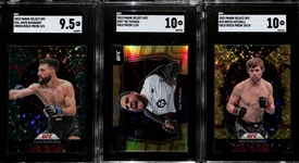Lot of (3) SGC Graded 2023 Panini Select UFC Cards inc. Javid Basharat #3/5 Green Disco Prizm SGC 9.5