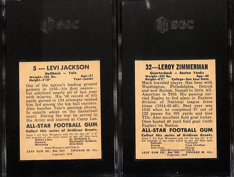 1948 Leaf Levi Jackson #5 & Leroy Zimmerman #32 (Both Graded SGC 5)