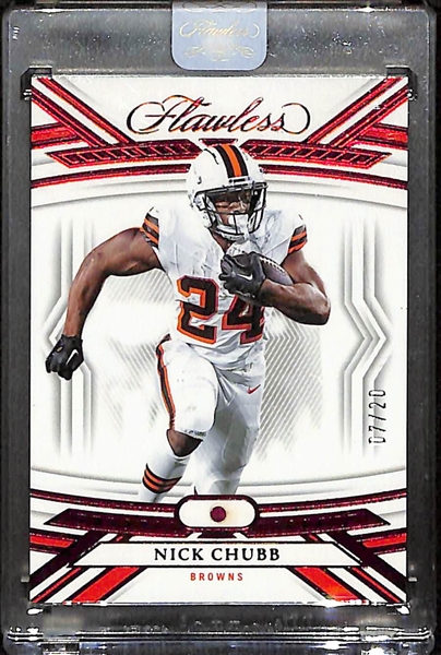 Lot of (8) Football Cards inc. 2023 Flawless Cameron Dicker Patch Autograph (#/5), 2023 Select Emmitt Smith Dragon Scale (#/70), 2023 Flawless Nick Chubb (#/20), +