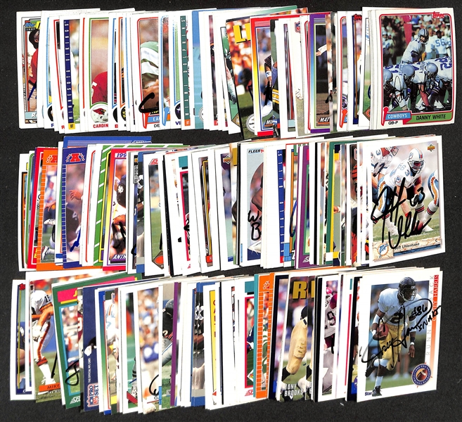 250+ Signed Football Cards w. Danny White, Dwight Clark, Art Shell, Stanley Morgan, Charlie Joiner, (2) Ron Rivera, + (JSA Auction Letter)