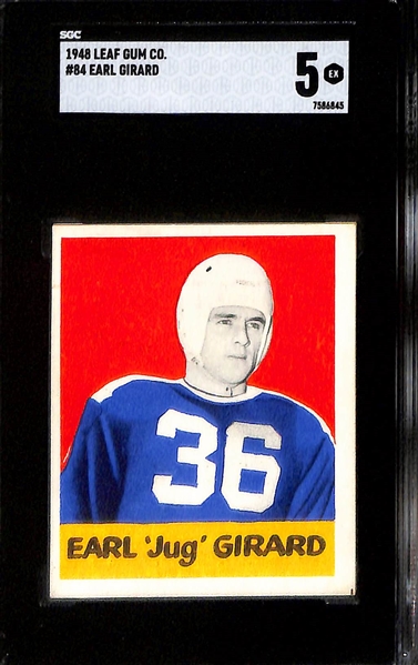 1948 Leaf Football High # SP Lot - Gene Derricotte #62 (SGC 5), Rebel Steiner #63 (SGC 5), Jug Girard #84 (SGC 5),Herb Siegert (SGC 5)
