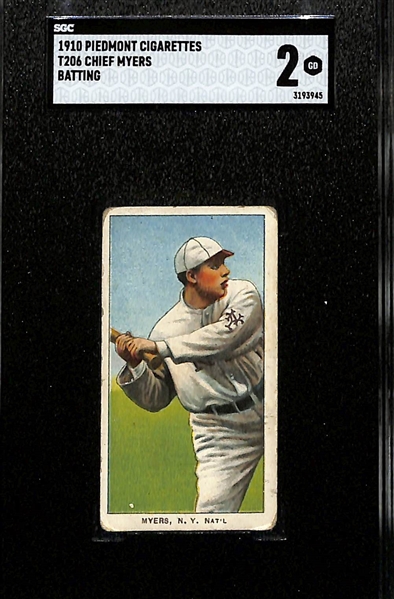 1910 Piedmont Cigarettes T206 Chief Myers Batting SGC 2